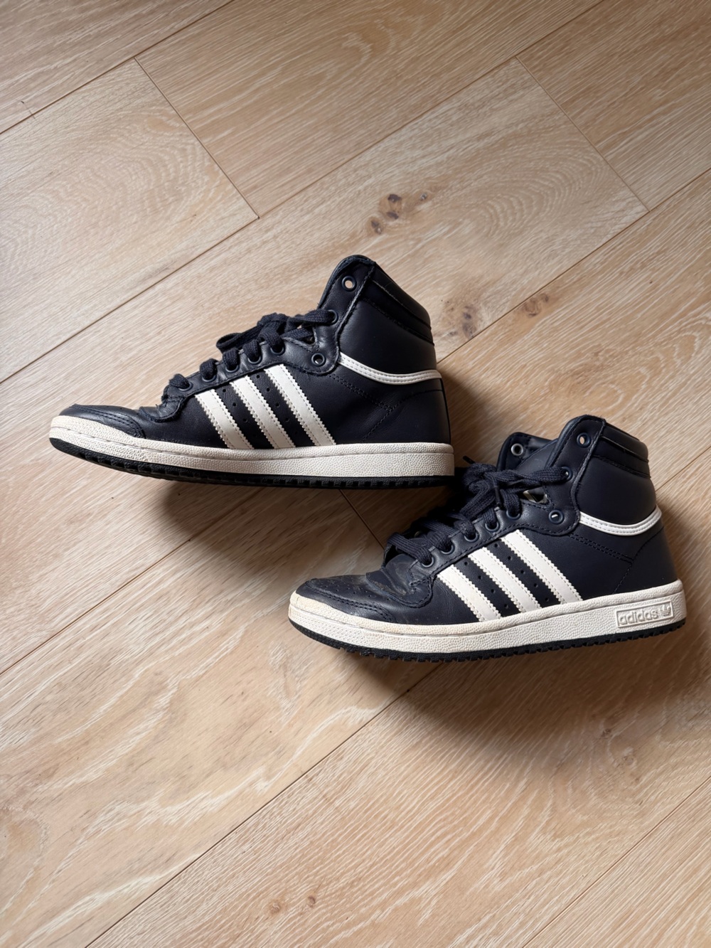 adidas Men’s Navy Blue and White High-Top Sneakers